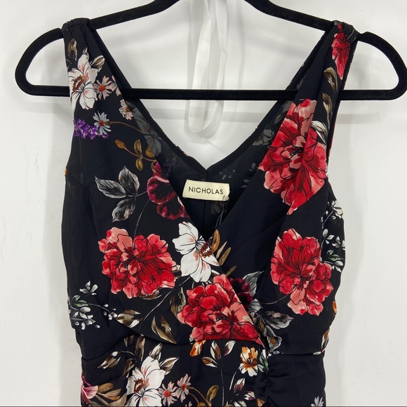 NICHOLAS Drape Front Ruched Floral Print Dress - Picture 6 of 16